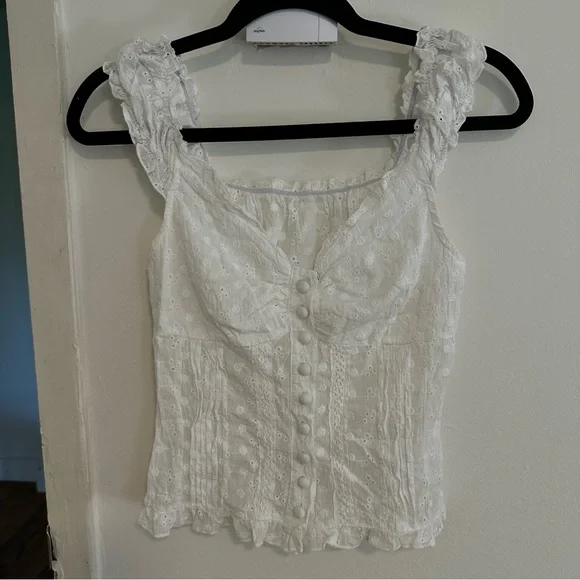 White Eyelet Cotton Sleeveless Top - Picture 1 of 3
